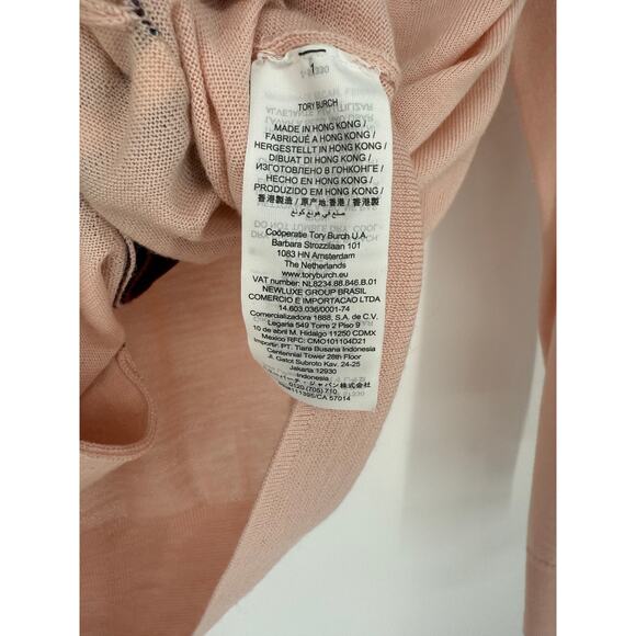 Tory Burch Madeline Merino Wool Grandpa Cardigan Pink Maroon Buttons Size Large - Picture 5 of 8